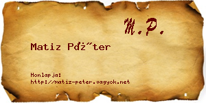 Matiz Péter névjegykártya